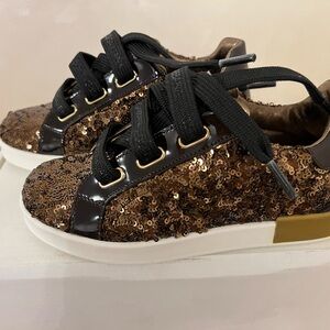 Dolce & Gabbana Brown Sequin Kids Sneakers